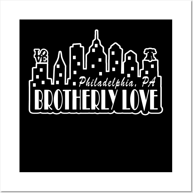 Philly City Skyline Liberty Bell Love Philadelphia PA Brotherly Love Wall Art by TeeCreations